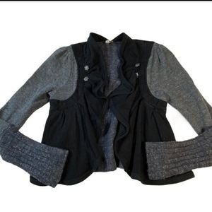 Free People Flounce Sweater Jacket Cardigan M Black Gray